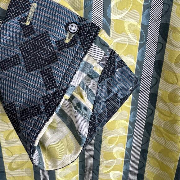 Robert Graham Button Down Stripes Accent Cuffs Silk Cotton Shirt Men's Large - Picture 10 of 10